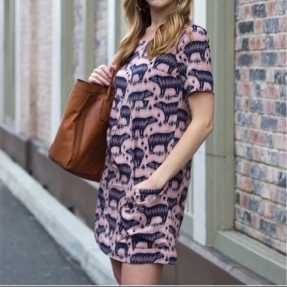 Maeve Dresses & Skirts - Maeve Pink and Black Animal Print Mini Dress
